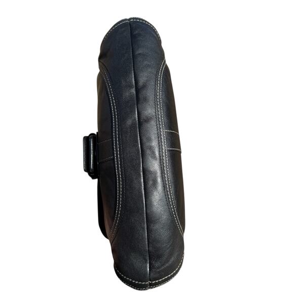 HOLD Coach Vintage Soho Black Leather Hobo Shoulder Bag 00s Buckle Silver F10192 - Picture 12 of 16